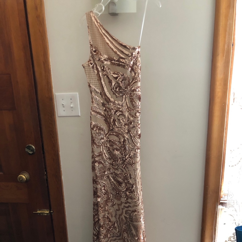 Floor Length Rose Gold Gown